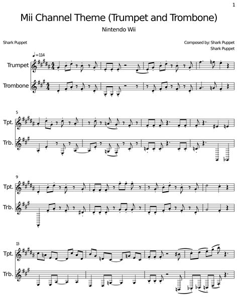 mii chanel music sheet for trombone|Mii channel .